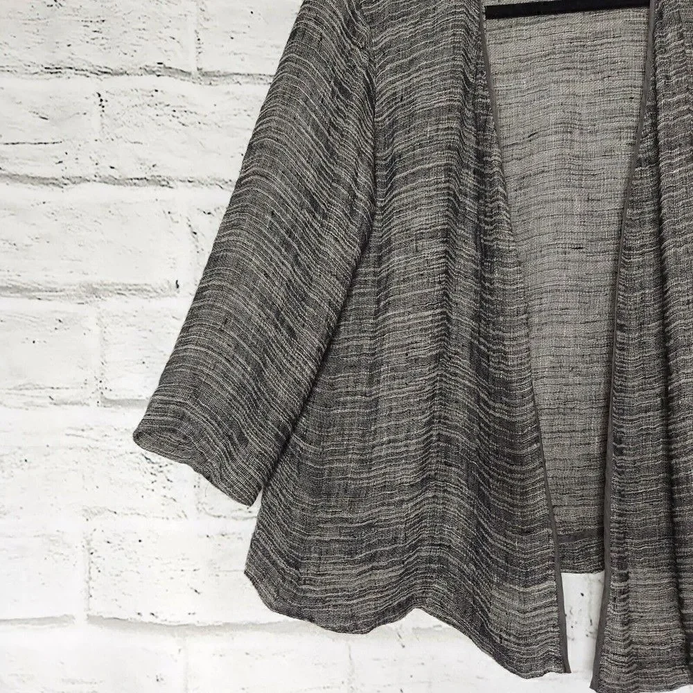 Eileen Fisher Womens Small Organic Linen Gray Lightweight Cardigan Lagenlook